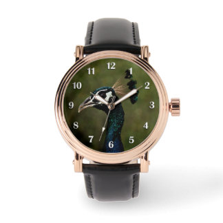 Reloj De Pulsera Perfil de los números blancos del pavo real