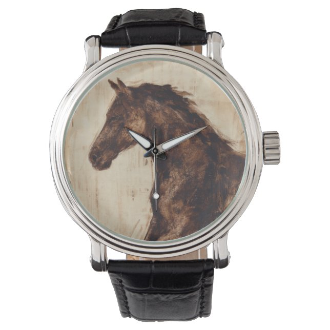 Reloj De Pulsera Perfil del caballo salvaje marrón (Anverso)