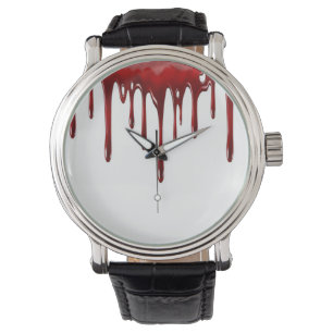 Reloj De Pulsera Perforaciones de sangre en sangre en blanco