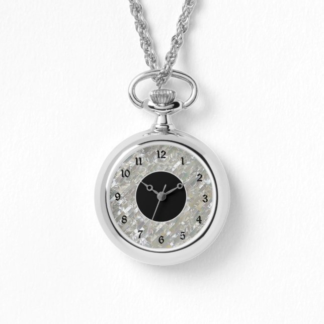 Reloj De Pulsera Perla Blanca Elegante Cara (Anverso)
