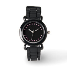 Reloj de pulsera perlas (negro y rosa)