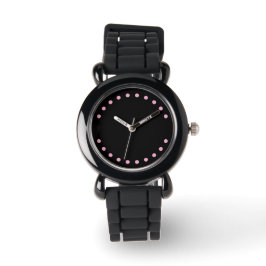Reloj de pulsera perlas (negro y rosa)