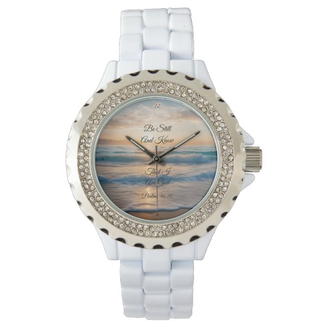 Reloj De Pulsera "Permanecer Y Saber Que Soy Dios" Amanecer (Anverso)