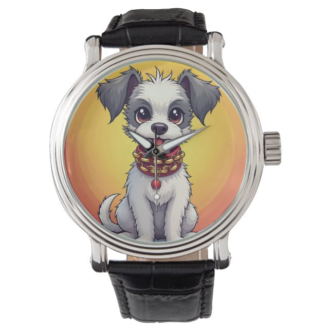 Reloj De Pulsera Perro animado lindo con collar (Anverso)