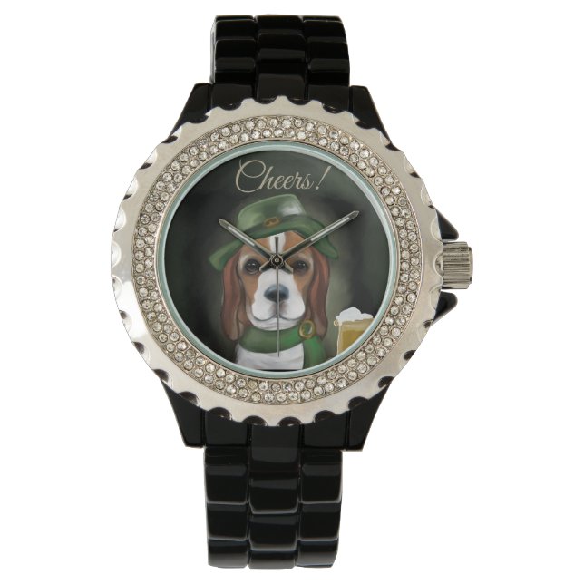Reloj De Pulsera Perro Beagle de San Patricio (Anverso)