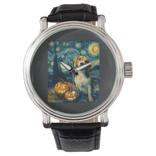 Reloj De Pulsera Perro beagle lindo Halloween Jack O Lantern Calaba