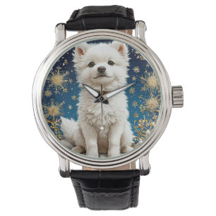 Reloj De Pulsera perro blanco esponjoso