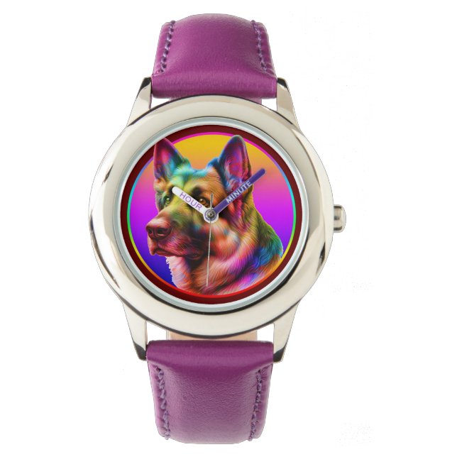 RELOJ DE PULSERA PERRO BONITO ARCOÍRIS COLORIDO (Anverso)