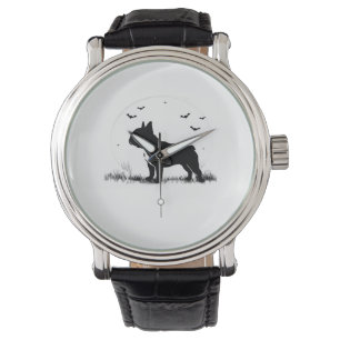Reloj De Pulsera Perro Bulldog francés - Halloween Moon Silhouette