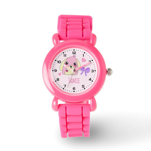 Reloj De Pulsera Perro cardíaco con flúor suave personalizado (Anverso)