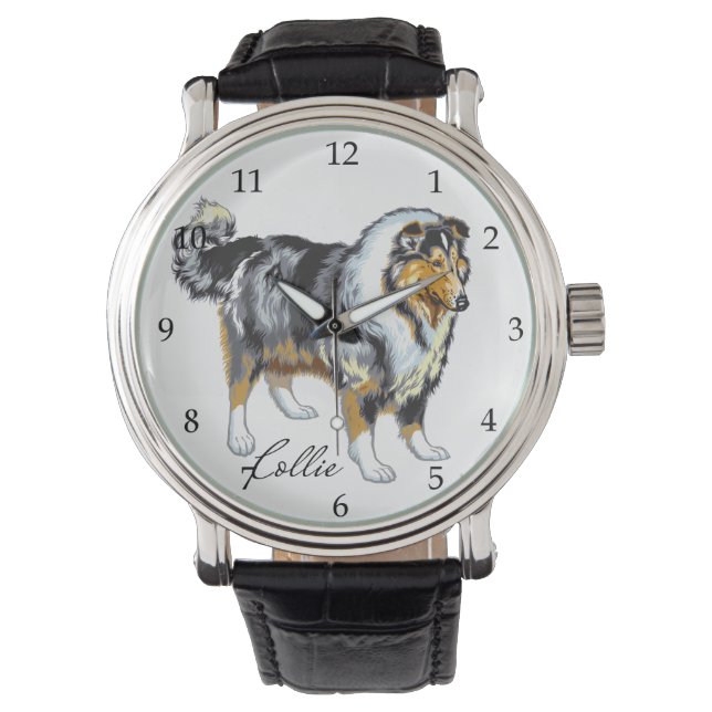 Reloj De Pulsera perro collie (Anverso)