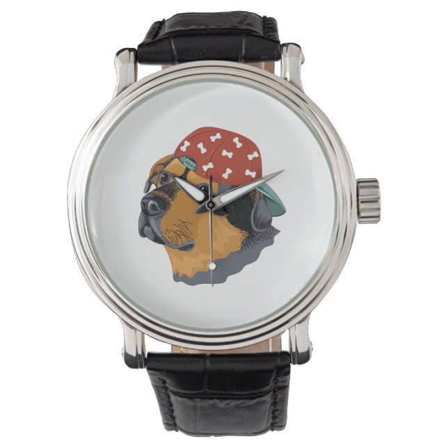 Reloj De Pulsera Perro con tapón rojo (Anverso)