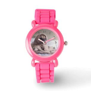 Reloj De Pulsera Perro de cachorro Perro Cuddling en una toalla cal