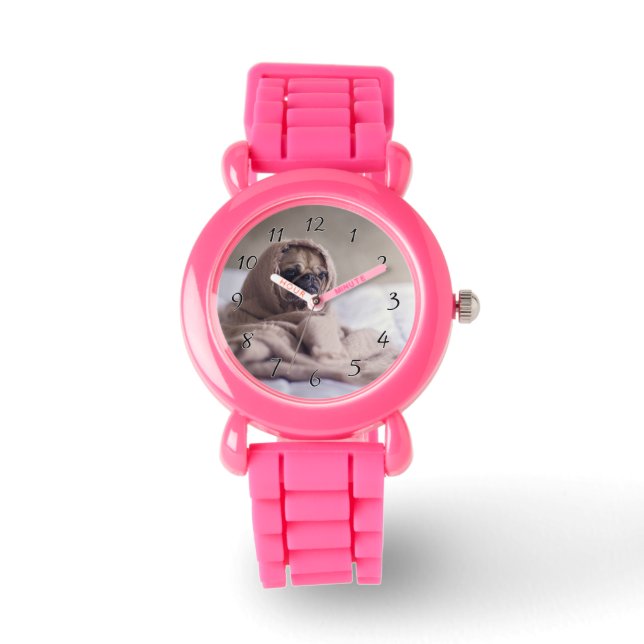 Reloj De Pulsera Perro de cachorro Perro Cuddling en una toalla cal (Anverso)
