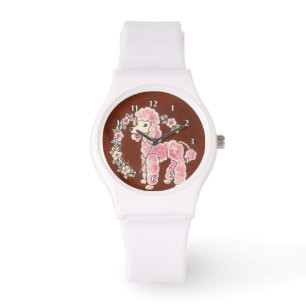 Reloj De Pulsera Perro de caniche rosado femenino lindo