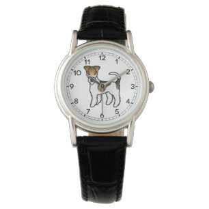 Reloj De Pulsera Perro de la caricatura tricolor Fox Terrier