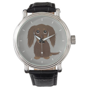 Reloj De Pulsera Perro de pelo largo lindo de la salchicha de