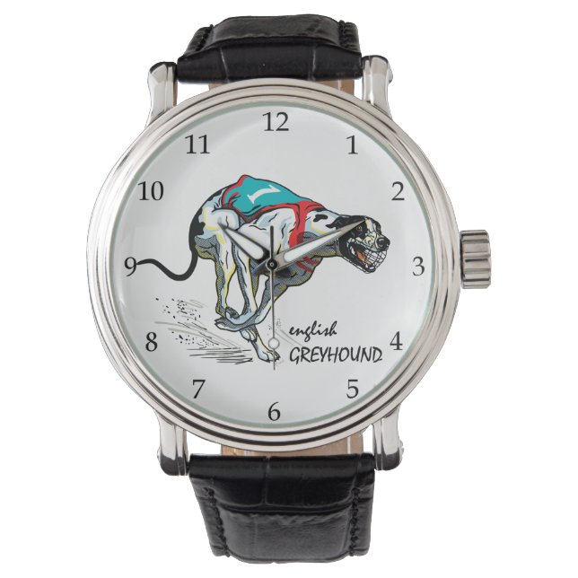 Reloj De Pulsera perro de raza greyhound inglés (Anverso)