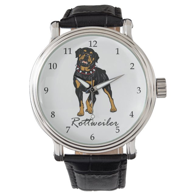 Reloj De Pulsera perro de rottweiler (Anverso)