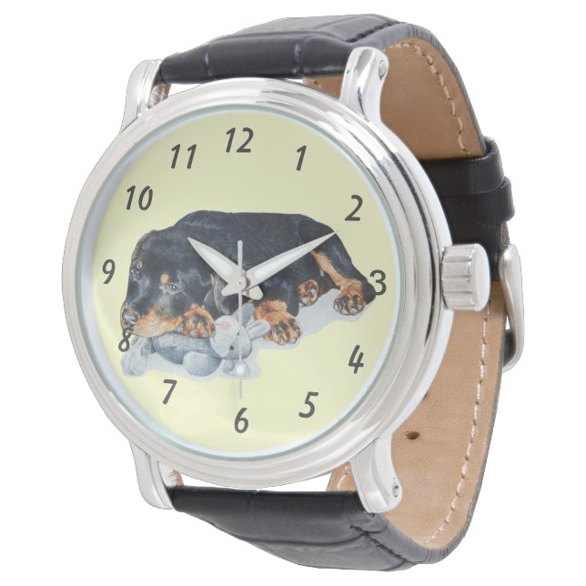 Reloj De Pulsera perro de rottweiler de osito de peluche (Angular)