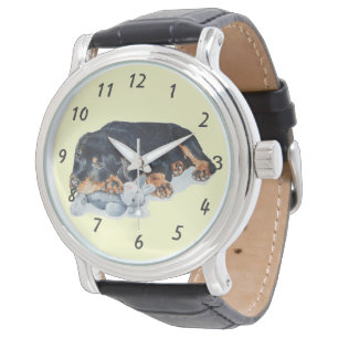 Reloj De Pulsera perro de rottweiler de oso de peluche