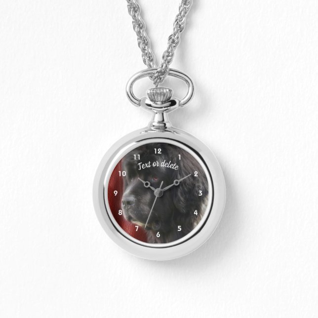 Reloj De Pulsera Perro De Terranova Blanco Y Negro Personalizado (Anverso)