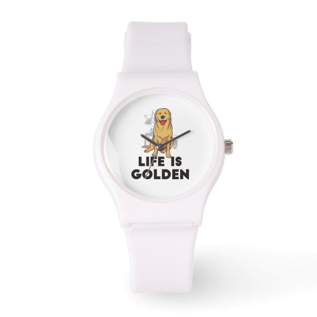 Reloj De Pulsera Perro del Golden Retriever - La vida es dorada (Anverso)