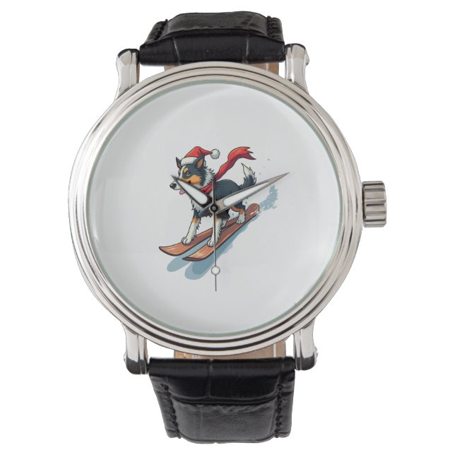 Reloj De Pulsera Perro del Snowboarder de Frontera Collie (Anverso)