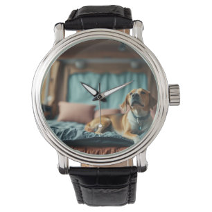 Reloj De Pulsera Perro en cama