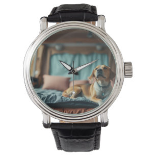 Reloj De Pulsera Perro en cama
