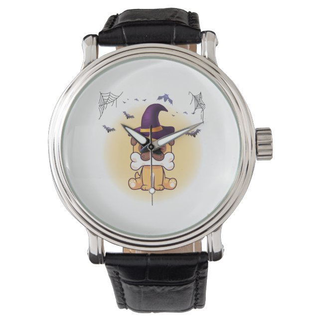 Reloj De Pulsera Perro feliz de Halloween (Anverso)