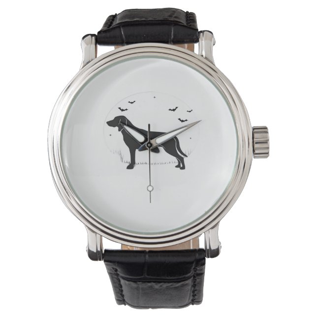 Reloj De Pulsera Perro Foxhound Estadounidense - Silhouette Hallowe (Anverso)