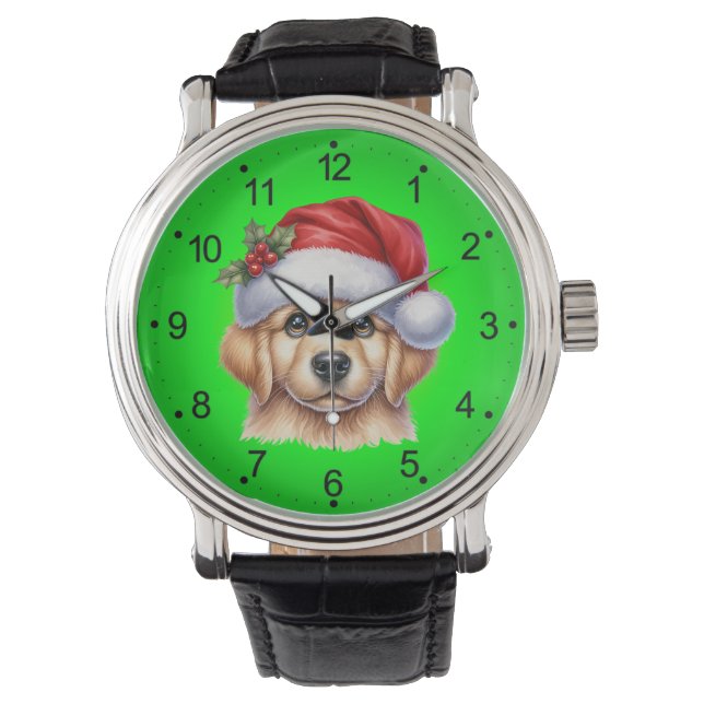 Reloj De Pulsera Perro Golden Retriever con Santa Claus Style-82535 (Anverso)