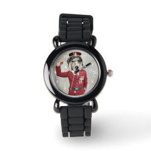 Reloj De Pulsera Perro gracioso con uniforme rojo