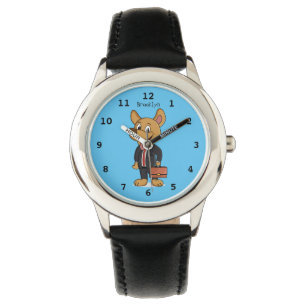 Reloj De Pulsera Perro gracioso usando traje de negocios personaliz