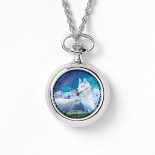 Reloj De Pulsera Perro Husky personalizado con montañas