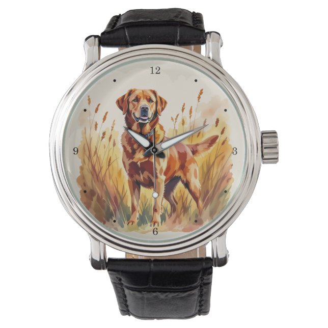 Reloj De Pulsera Perro Labrador Retriever Fox Rojo (Anverso)