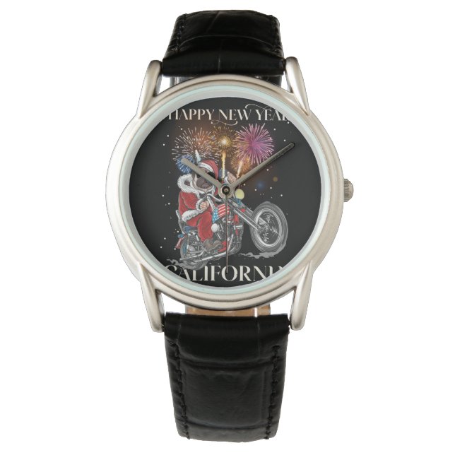 Reloj De Pulsera Perro Lleva Una Motocicleta A California (Anverso)