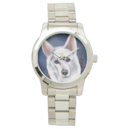 RELOJ DE PULSERA PERRO LOBO ALEMÁN BLANCO  