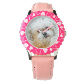 Reloj De Pulsera Perro Malshi Rosa