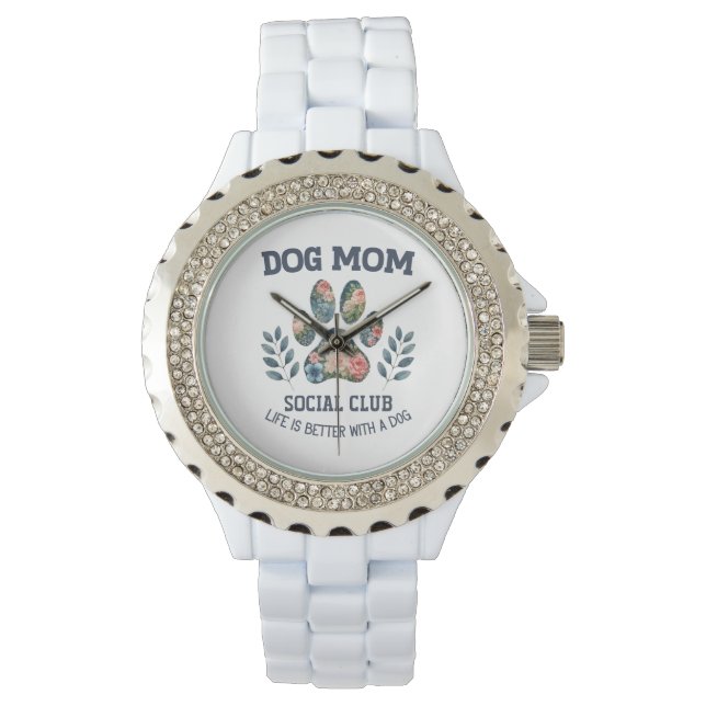 Reloj De Pulsera Perro Mom Paw Floral (Anverso)