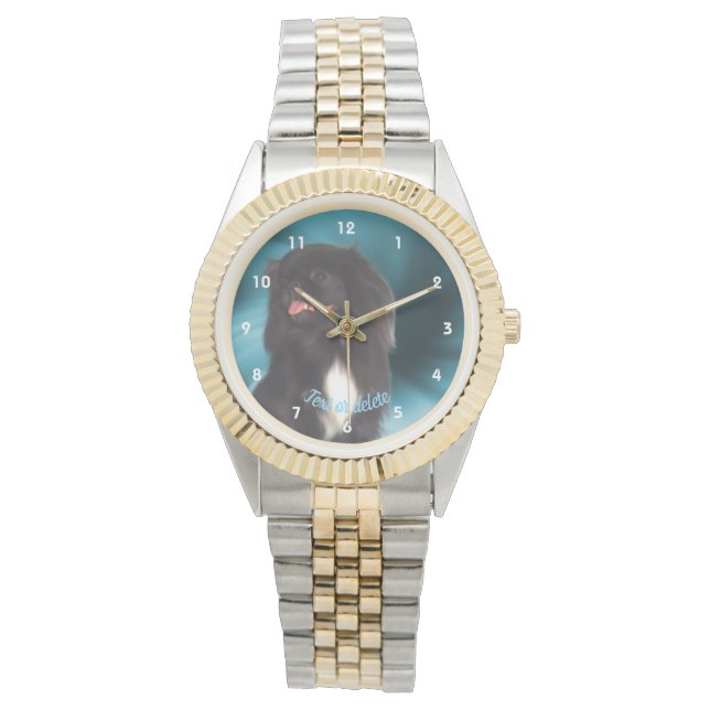 Reloj De Pulsera Perro morado negro pekingés personalizado (Anverso)