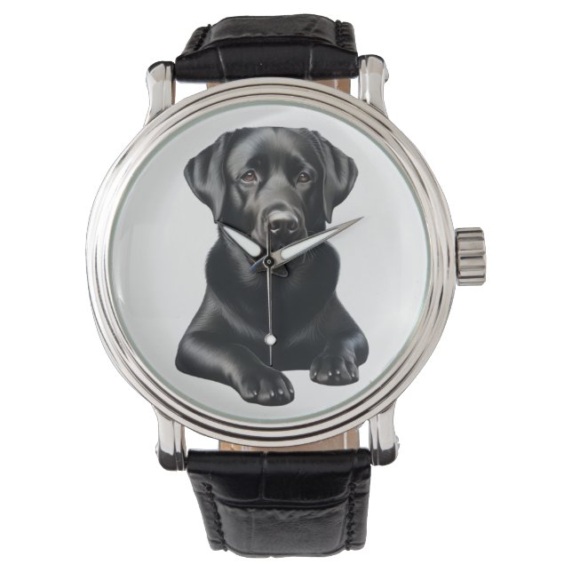 Reloj De Pulsera Perro negro del labrador (Anverso)