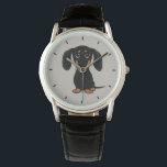 Reloj De Pulsera Perro negro liso y moreno de Tan Dachshund<br><div class="desc">Este reloj original de muñeca de perro engullidor está disponible en diversos estilos para hombres, mujeres y niños. Un accesorio de moda fresco que hace un gran regalo para los amantes del negro y el marrón de Dachshund. Visite el Doodle World de Jenn para ver muchos más elegantes relojes de...</div>