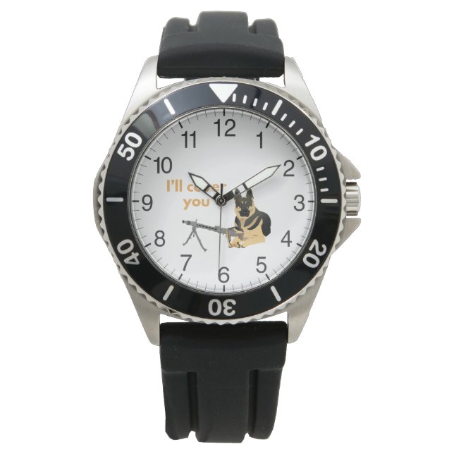 Reloj De Pulsera Perro pastor alemán con arma de máquina (Anverso)