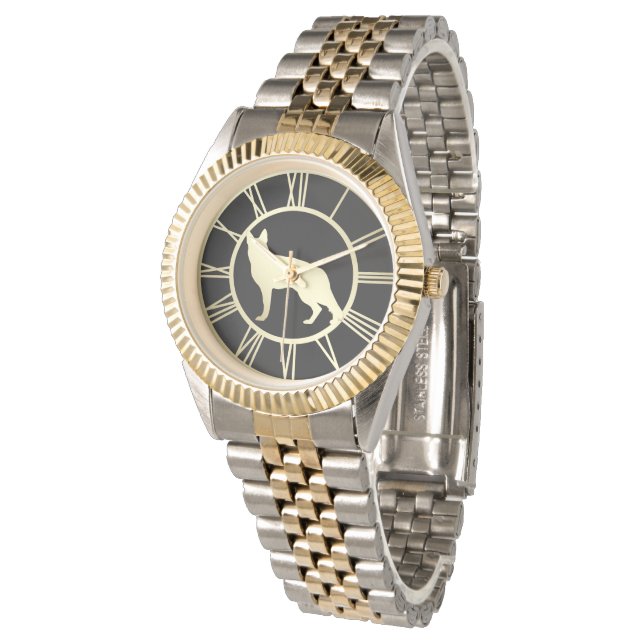 Reloj De Pulsera Perro pastor alemán de oro (Angular)
