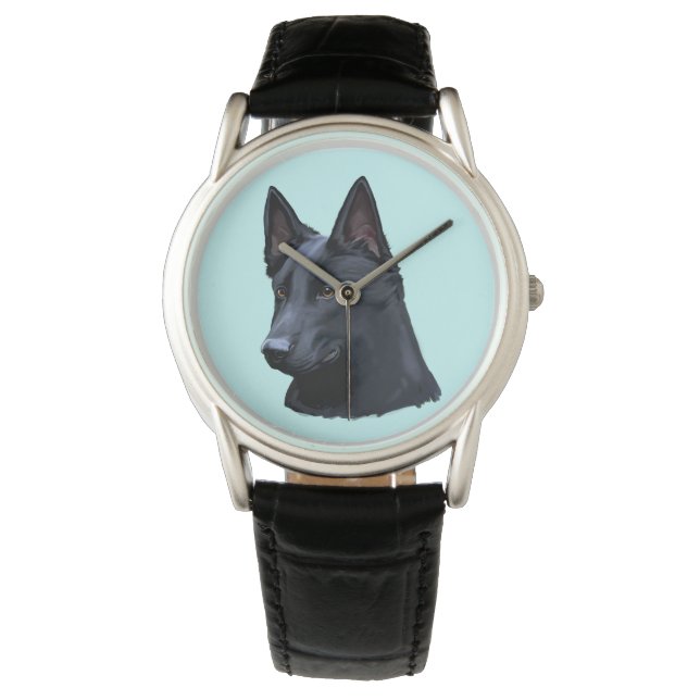 Reloj De Pulsera Perro pastor alemán negro (Anverso)