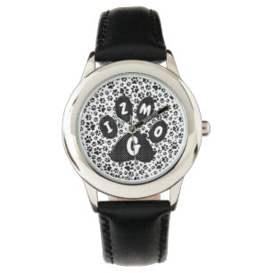 Reloj De Pulsera Perro Paws Black and White Polka Dot Watch