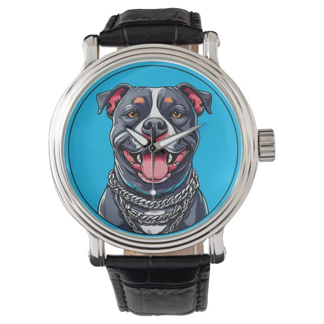 Reloj De Pulsera Perro Pitbull (Anverso)