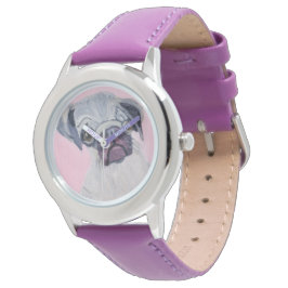 Reloj De Pulsera Perro Pug